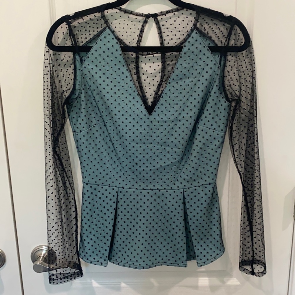 NWOT Arden B Sheer Polka Dot Blouse